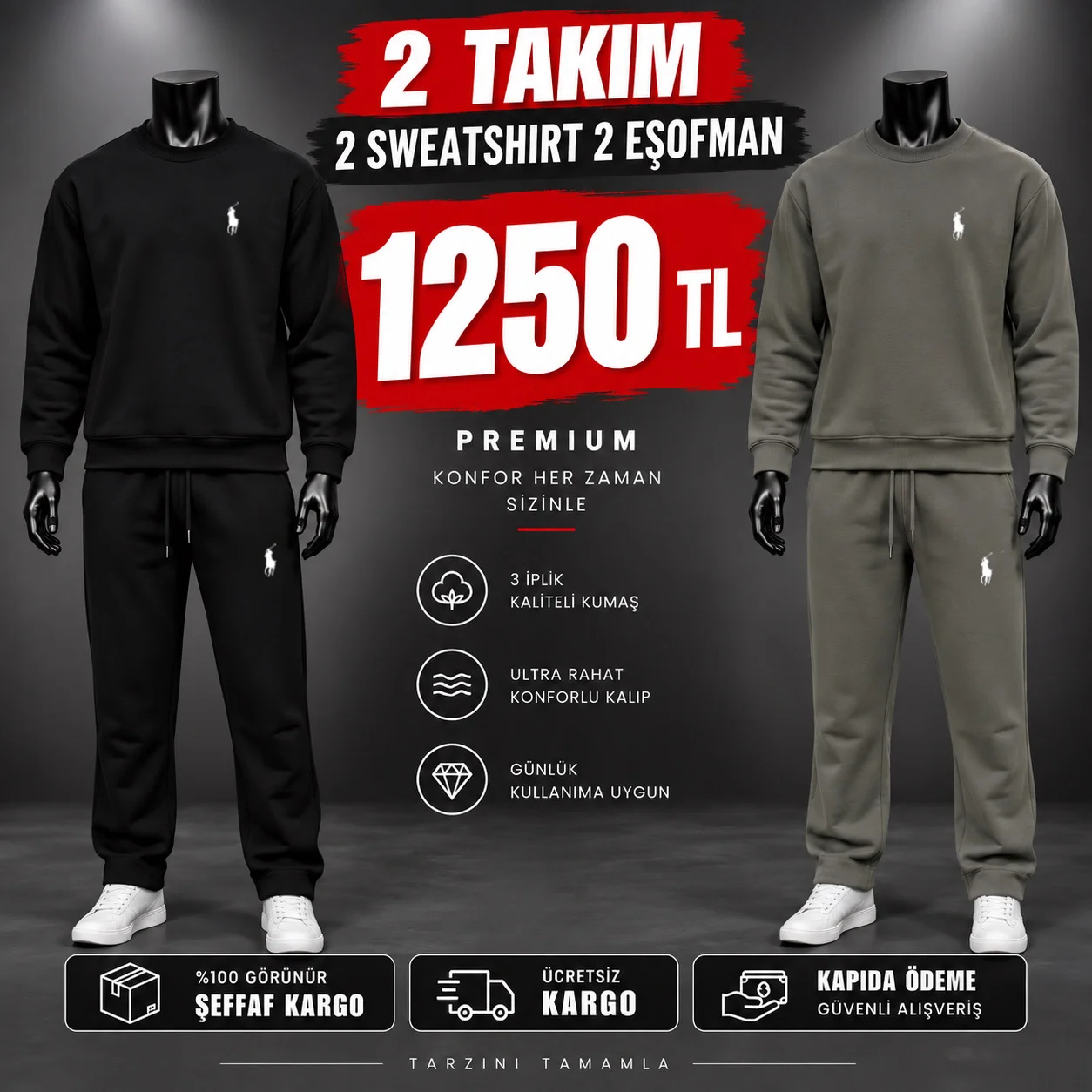 PL UZUNKOL - SİYAH VE HAKİ TAKIM